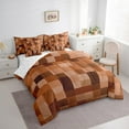 thumbnail image 3 of Manfei Geometric Plaid Twin Bedding Sets 7-Piece,Modern Abstract Geometric Bedding Comforter Set,Brown Grid Sheet Sets For Girrls,Super Cozy Bedroom Decorative,Reversible, 3 of 8