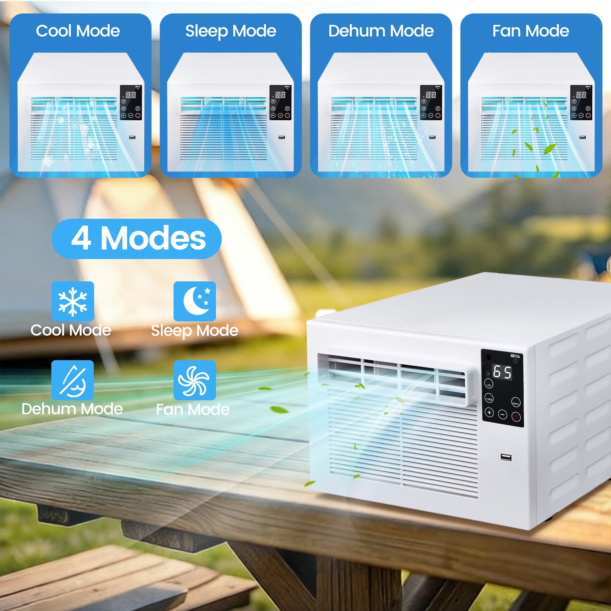 Edendirect 2,500 BTU Portable Air Conditioner Cools 45 sq.ft. with Dehumidifier and Remote for Camping,Fishing and RV