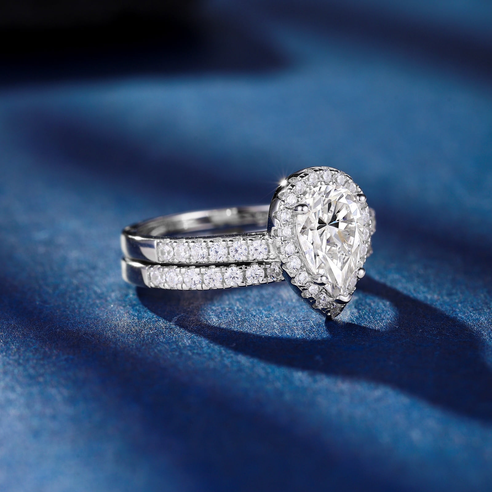 SFTING 925 Sterling Silver Bridal Engagement Wedding Rings Sets for Women Halo Zirconia Size 6