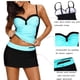 thumbnail image 5 of Traje de baño Tankini con bloque de color fruncido para mujer con parte inferior de natación con falda Traje de baño de dos piezas Adepaton WMZL-1501-10, 5 of 6