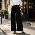 thumbnail image 2 of Achuyrbd Women's High Waisted Wide Leg Pants Button Front with Pockets Solid Color Business Casual Office Trousers Professional Work Wear, S-2XL, 2 of 6