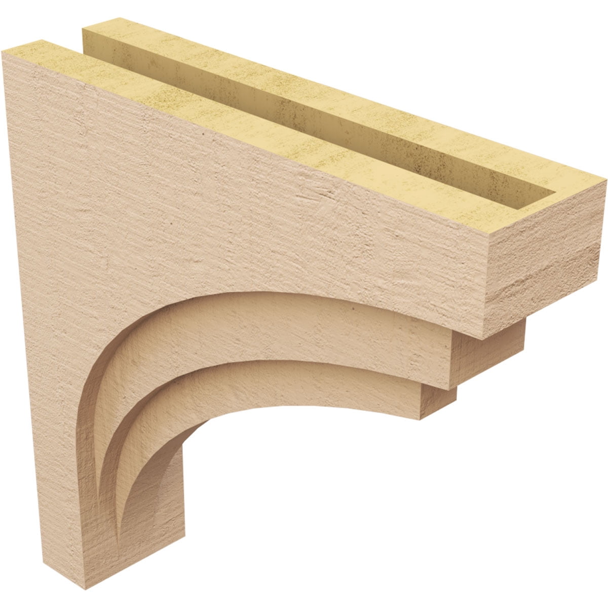 6"W x 24"D x 24"H Thin Rockford Rough Cedar Woodgrain TimberThane Corbel, Primed Tan