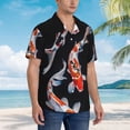 thumbnail image 3 of Balery Tricolor Koi Fish Trio Camisas hawaianas de manga corta para hombre, camisas playeras de corte holgado, camisas de vacaciones con botones,Large, 3 of 7