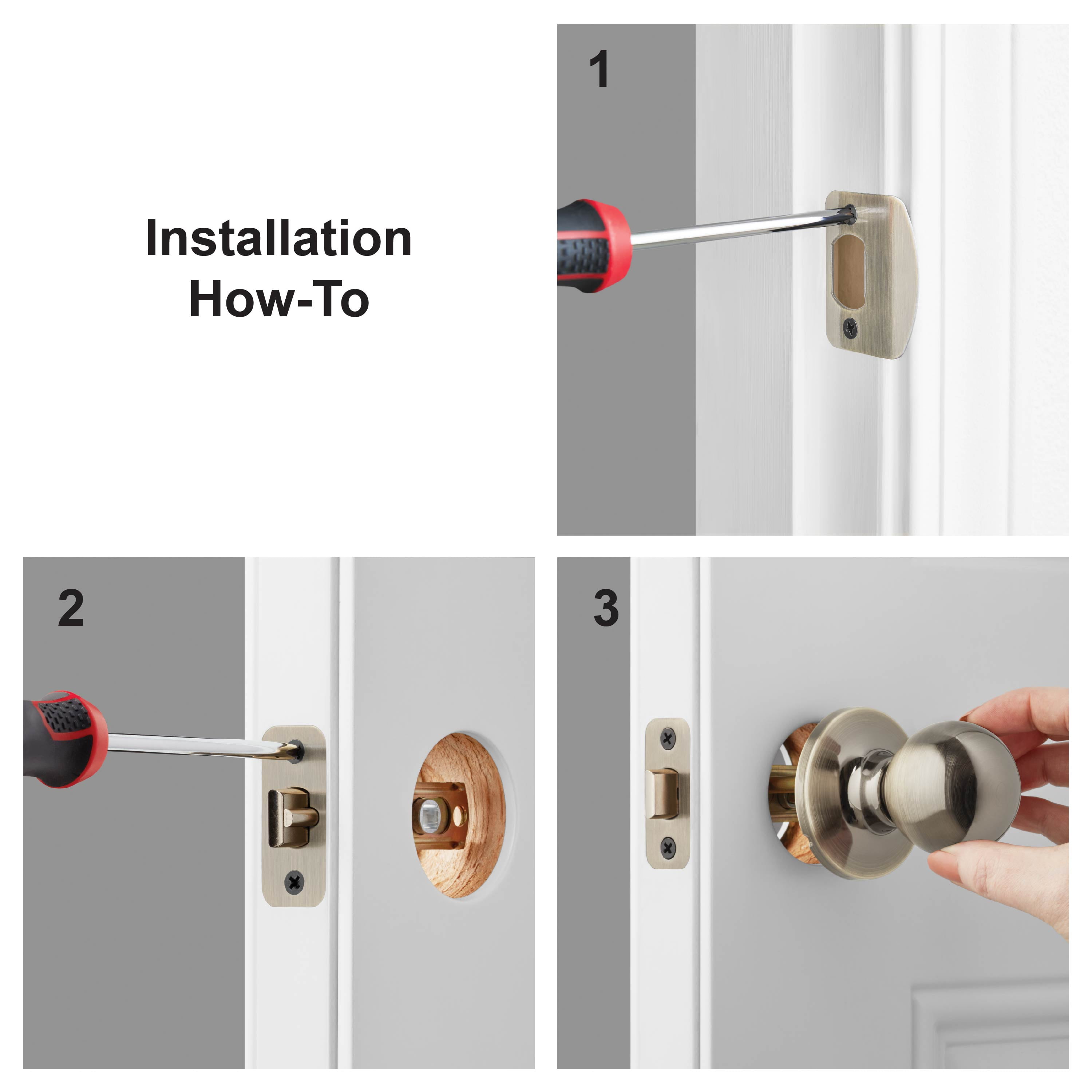 Hyper Tough Interior Non-Locking Ball Passage Hall & Closet Doorknob Antique Brass Finish
