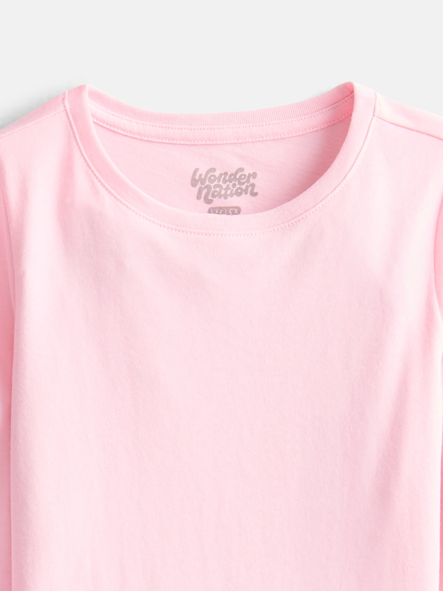 Wonder Nation Girls Kid Tough Tee with Long Sleeves, Sizes 4-18 & Plus