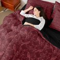 thumbnail image 4 of Feelyou Adult Western Damask Comforter Set 7pcs, Maroon Crow Animal King Bedding Sets, 4 of 8