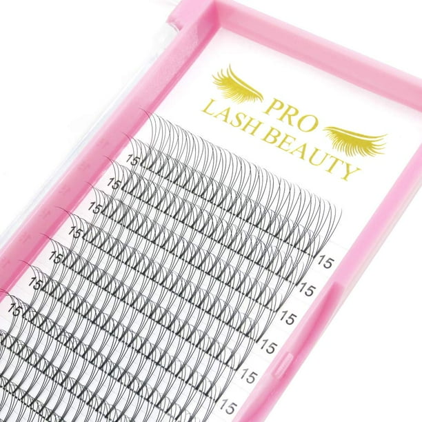 Extensiones de pestañas prefabricadas 3D-D-0.10-15 Extensiones de pestañas prefabricadas con volumen de tallo corto Extensiones de pestañas con volumen 3D 5D 7D 9 a 20 mm Abanicos de pestañas prefabri