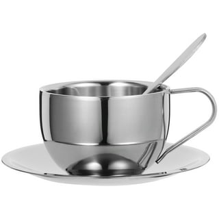 Tsyware 10 Pcs of Stainless Steel Coffee Tea Cup with Handle 6oz Espresso Cup