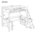 thumbnail image 6 of Twin Size Loft Bed with 3 Storage Shelves and Built-in Desk, Wooden Loft Bed Frame with Convertible Ladder and Guardrails, No Box Spring Needed, Espresso 78.1"L x 41.8"W x 72"H, 6 of 7