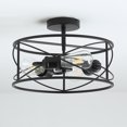 thumbnail image 5 of Aiwen 3 Lights Retro Open Caged Metal Flush Mount Ceiling Lamp, 5 of 7