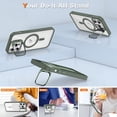 thumbnail image 4 of KOMI Magnetic Case for iPhone 13 Pro Max Case with Camera Stand [Compatible with MagSafe] [Military Drop Tested] Shockproof Slim Clear iPhone 13 Pro Max Phone Case for Women Men Dark Green, 4 of 5