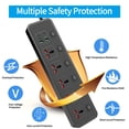 thumbnail image 5 of Regleta de enchufe plano con interruptor individual, cable de extensión universal Jumpso de 6 pies con 5 salidas y 2 puertos USB 4 USB C, máximo 3000 W, 110-240 V, adaptador de enchufe de múltiples sa, 5 of 5