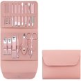 thumbnail image 1 of Juego de manicura y pedicura de acero inoxidable xinyu 16/12 piezas rosa estuche de viaje, 1 of 7