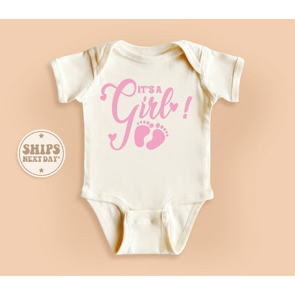 Bella Canvas with It'S A Boy Girl, Gender Reveal, Retro Natural Baby Girl Gift Cute and Cool, Baby Boy or Girl Bodysuit Gift
