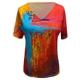 thumbnail image 3 of Babysbule Women's Plus Size Tops Womens Graphic Printed Short Sleeve V-Neck Tops Casual Tee T-Shirt Blouse, 3 of 5