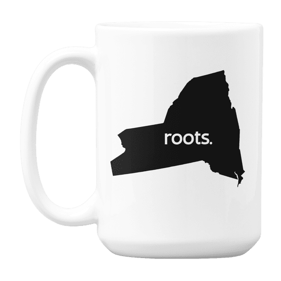 New York Roots & NY USA State Map, US Citizen Coffee & Tea Mug Cup (15oz)