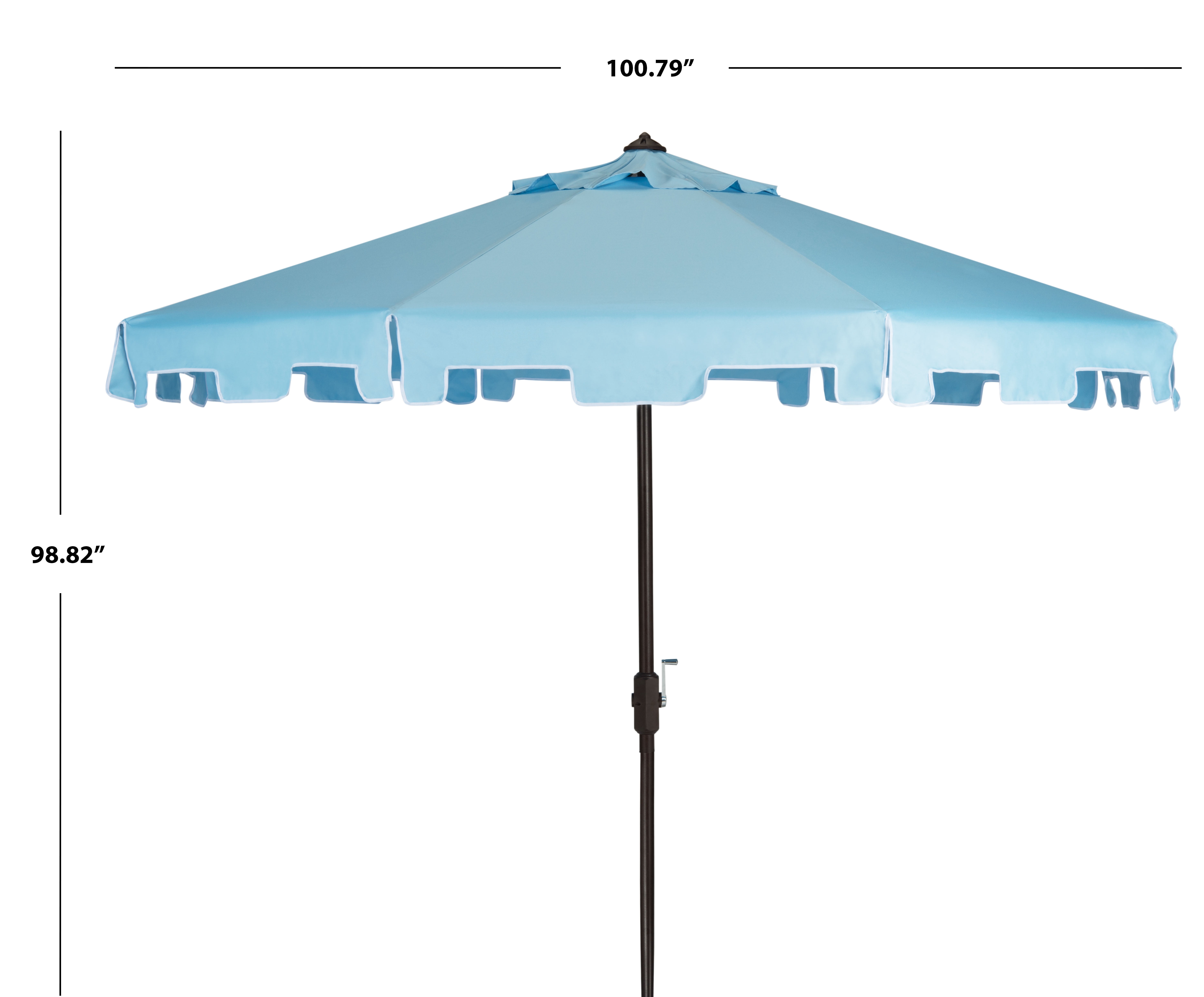 Safavieh Zimmerman 9' Market Crank UV Resistant Patio Umbrella, Blue