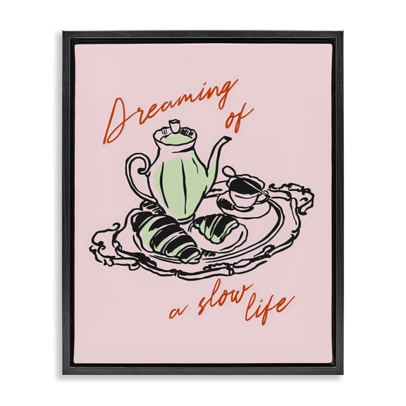 Stupell Industries Modern Slow Life Tea Platter Black Floating Frame Canvas Art, 17 x 21, by The Prints Vibe