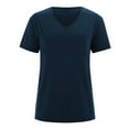 thumbnail image 5 of DondPO Tshirts for Women,Short Sleeve Shirts Women's Casual Comfort V-Neck Solid Color Pocket Loose Fit Short Sleeve Shirt V Neck T Shirts,Basic Tees, Items,Navy XL, 5 of 9