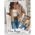 thumbnail image 6 of Hibeli Women Color Floral Applique Lantern Long Sleeve Open Front Daisy Cardigan Sweater, 6 of 7