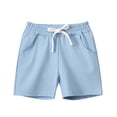 thumbnail image 2 of Krdevn Summer Children's Stretch Waist Tie Shorts with Mesh Ventilation Pure Color Five Inch Mid Length Casual Shorts,6-7 Years, 2 of 9