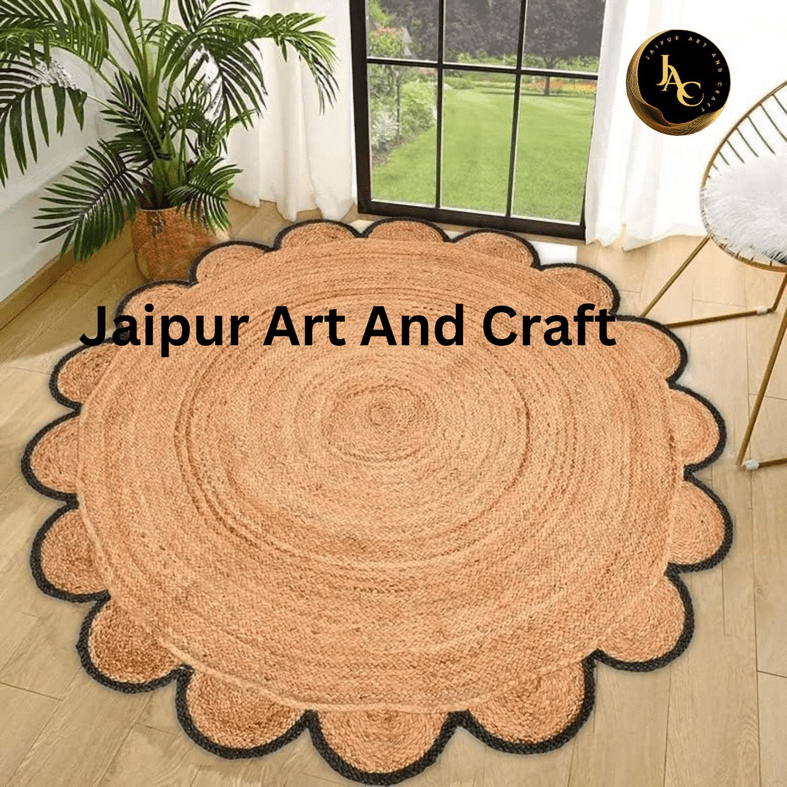 Jaipur Art And Craft Round Jute Area Rug Indian Natural Handmade Home Décor New Design Brown Rug (4x4 Sq Ft)