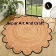 thumbnail image 5 of Jaipur Art And Craft Round Jute Area Rug Indian Natural Handmade Home Décor New Design Brown Rug (9x9 Sq Ft), 5 of 6