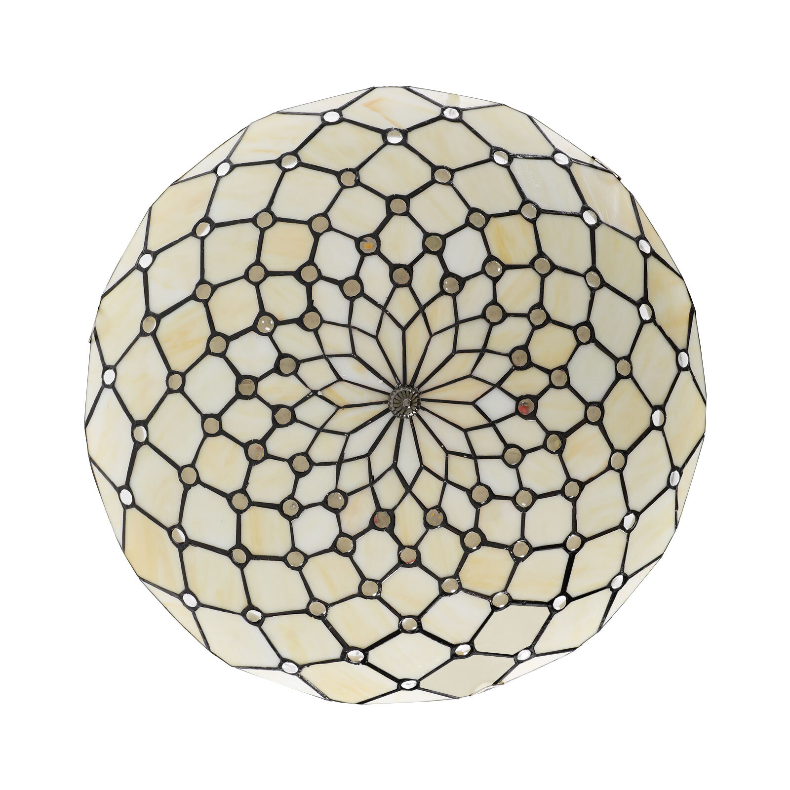 4-Light Classic Ceiling Light Flush Mount Wide Stained Glass Ceiling Light 110V