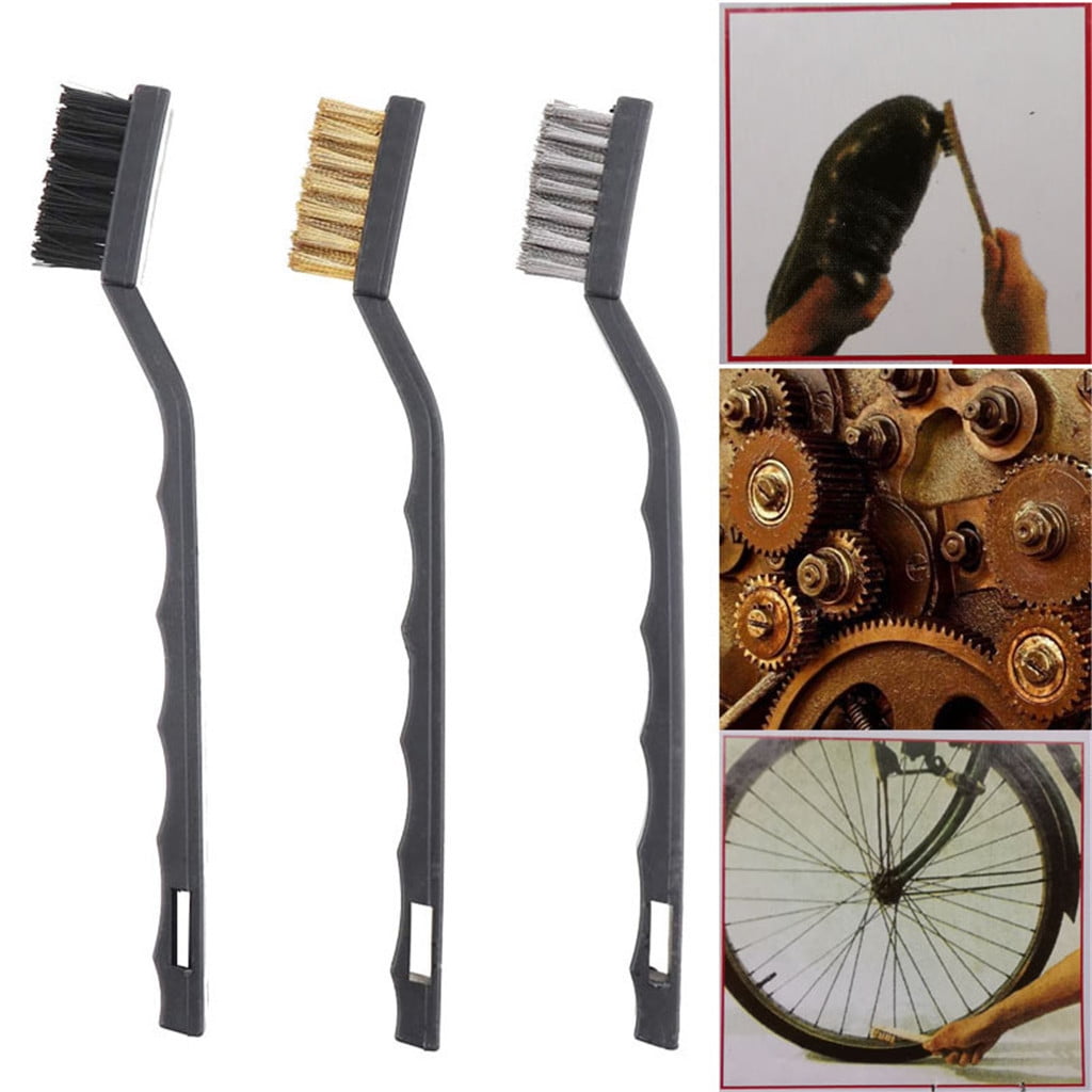 Wire Brush Set Brass Nylon Steel Brush Clean Rust Paint Remover Tool 3