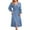 Sky Blue, variant on Diufon Women's Maxi Dresses Summer V Neck Long Sleeve Dress Side Lace-Up Waisted Hem Split Dress
