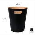 thumbnail image 2 of Umbra 2 gal Woodrow Wood Open Top Bathroom, Bedroom, Office Trash Can, Black, 2 of 14