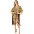 thumbnail image 5 of Sakkas Kristy Long Tall Lightweight Caftan Dress / Cover Up With V-Neck Jewels - orbk233-black - One Size Regular, 5 of 5