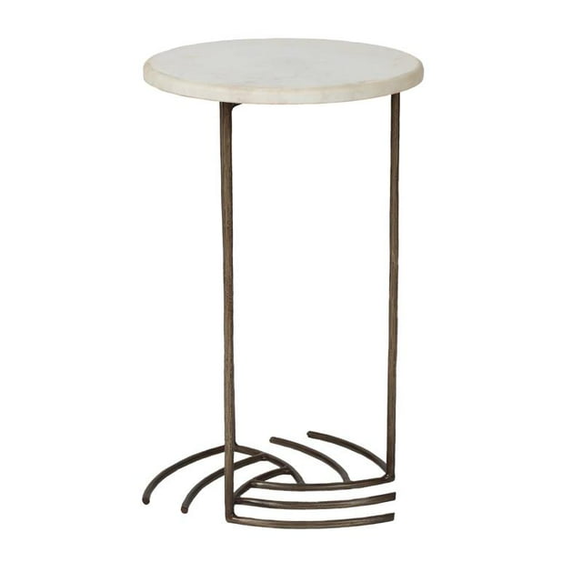 Table d'Appoint en Fer avec Dessus en Marbre Blanc