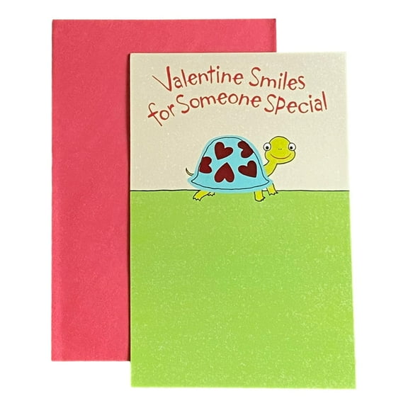 Valentine's Day Greeting Card for Kids - Valentine Smiles for Someone Special - Foil Accents ; Turtle