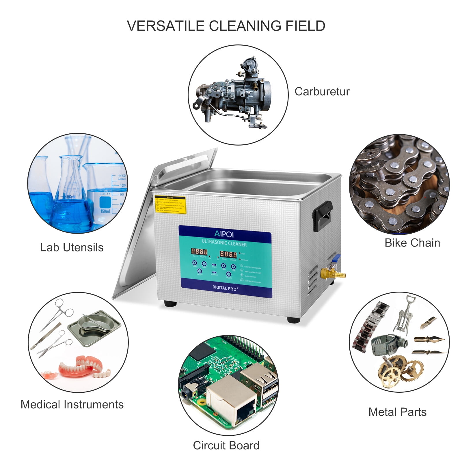 15L Ultrasonic Cleaner with Digital Timer&Heater Professional Ultrasonic Cleaner 40kHz Advanced Ultrasonic Cleaner 110V for Wrench Screwdriver Repairing Tools Industrial Parts Mental Cleaning