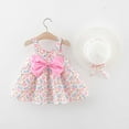thumbnail image 3 of YuYuBao Baby Girls Dress With Straw Hats Outfits Summer Floral Print Sleeveless Dresses casual kids girls Beach holiday Princess Sundress , 3-4 Years, 3 of 3