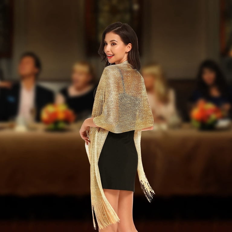 gold shawl for dress Sparkling Metallic Women's Shawls and Wraps for Evening Dresses Wedding and  Party