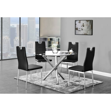 Best Master Furniture Crystal 5 Pcs Round Glass Dining Set, (Best Place For Patio Furniture)