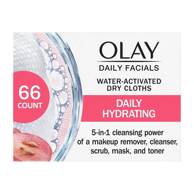 Olay Daily Clean 4-in-1 Water Activated Cleansing Cloths, 66 count