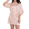 thumbnail image 5 of Seductiva Clearance Women Robes Women's Soild Satin Sleepwear Pajamas Bathrobe Nightgown for Bride Wedding Party Shower Spa House Long Robe for Women, 5 of 5