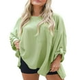 thumbnail image 1 of Women T-shirt Long Sleeve Crew Neck Ribbed Loose Slit Fall Tops, 1 of 6
