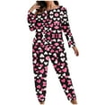 thumbnail image 2 of Uaswgudfs Women's Plus Size Valentine's Day Heart Print Pajama Set - Long Sleeve 2-Piece Lounge Wear, 2 of 7