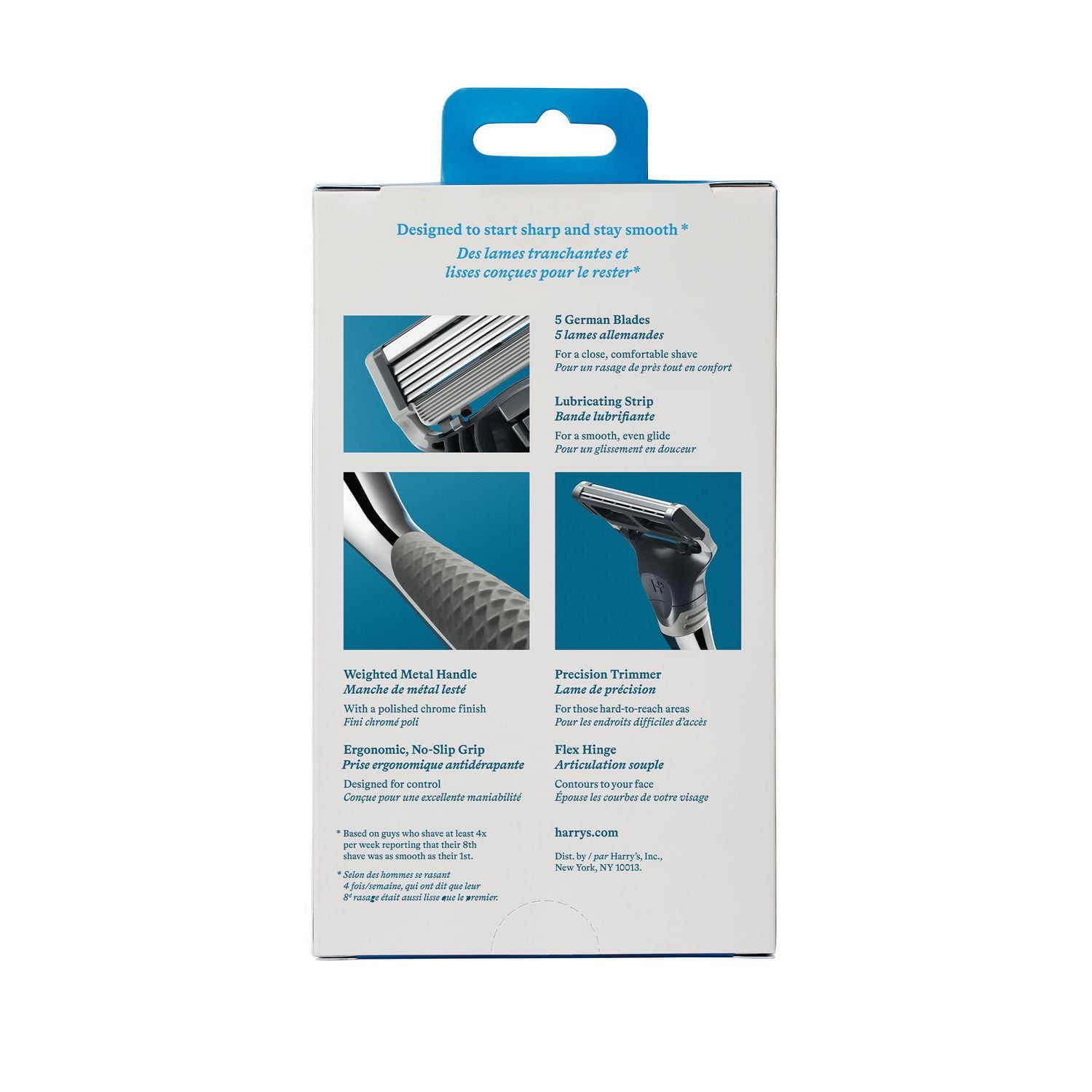 Harry’s Men’s Razor: Chrome Edition, 1 Handle + 2 Cartridges