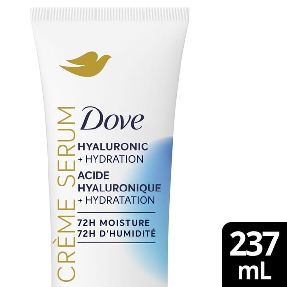 Dove Crème Body Serum Hyaluronic + Hydration for Extra Dry, Flaky Skin, with Pro-Ceramides, Niacinamide and Collagen Peptides, 237mL