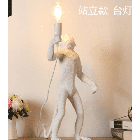 

Resin Black White Gold Monkey Lamp Pendant Light For Living Room Lamps Art Parlor Study Room Led Lights lustre With White 3 EU warm