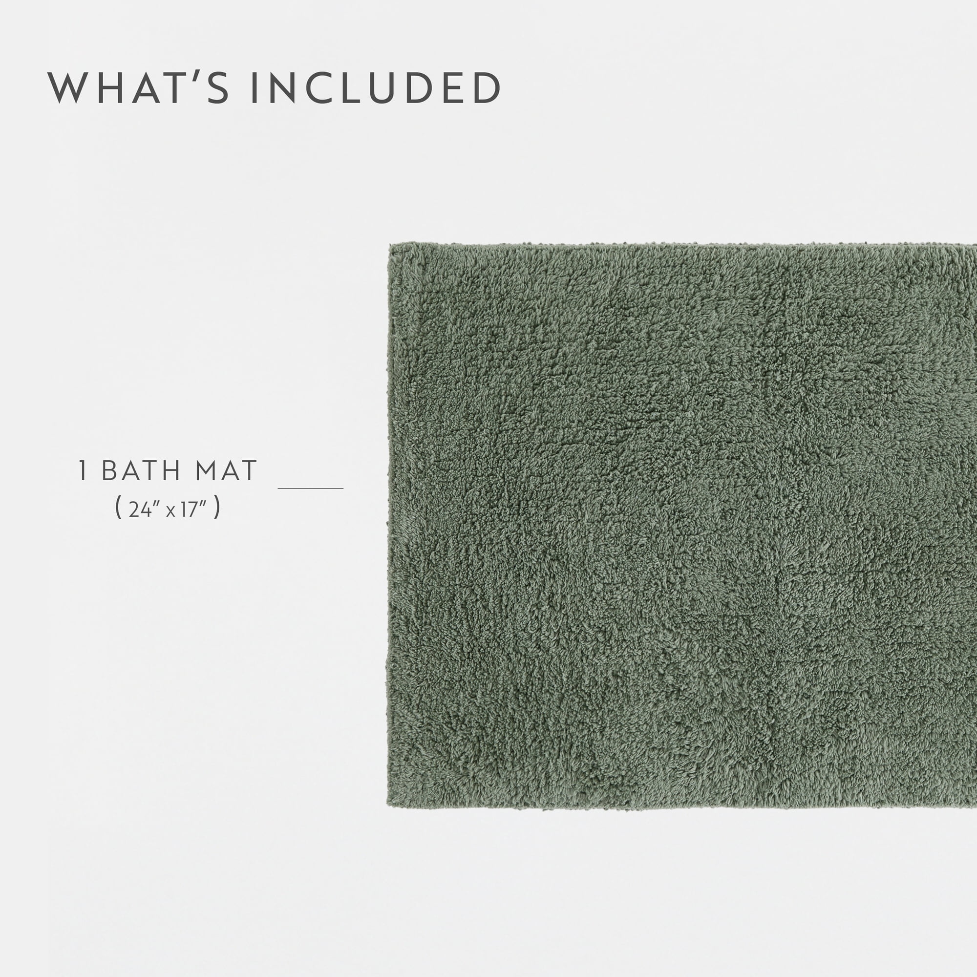 Noble Linens Reversible Dual-Texture Cotton Bath Mat, 24 in x 17 in, Sage