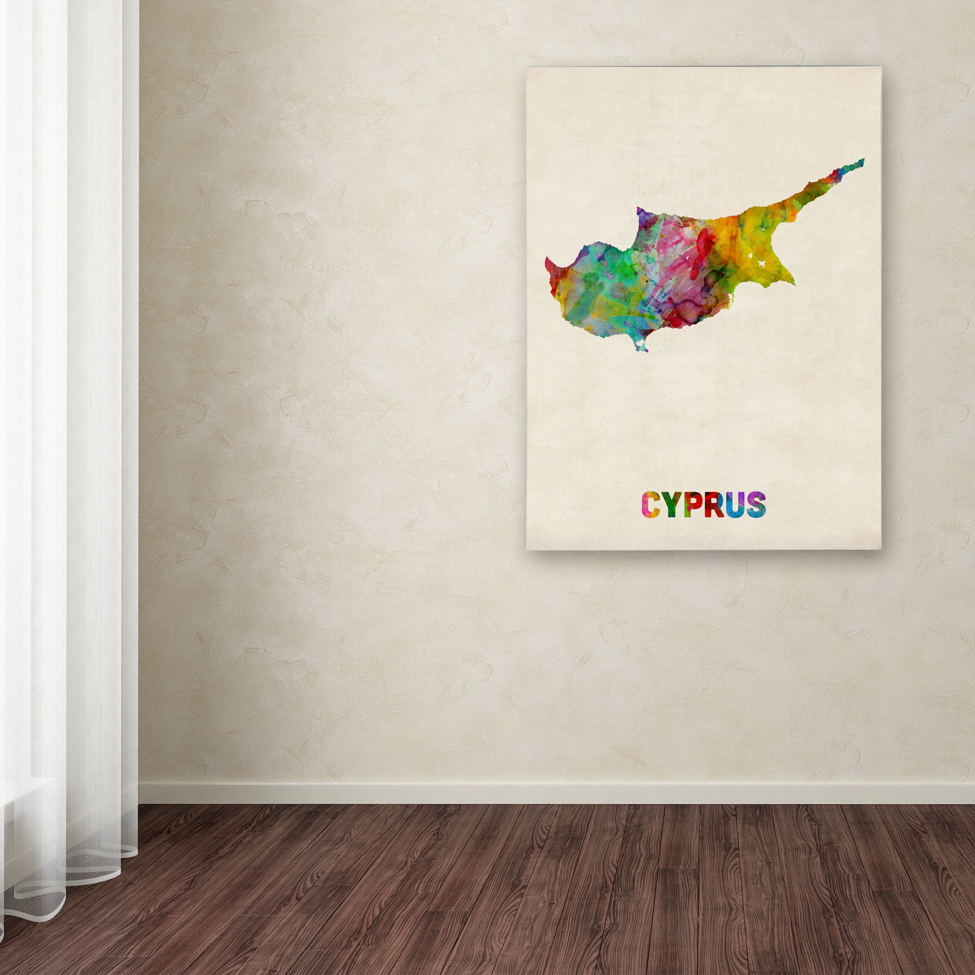 Trademark Fine Art "Cyprus Watercolor Map" Canvas Art by Michael Tompsett