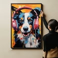 thumbnail image 4 of Border Collie Wall Art - Funny Dog Canvas Canvas for Kids' Room 11x17inch - Colorful Puppy with Earphone Pictures Framed Ready to Hang, 4 of 4
