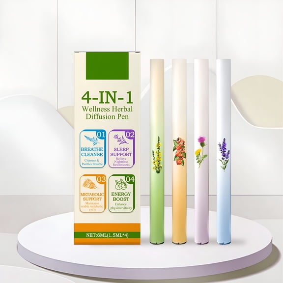 RAGUPEL 4-In-1 Diffusion Pen Set – Plant-Based Aromatherapy, Relaxation & Mood-Enhancing Fragrance Sticks, Portable Diffuser Pen for Home, Office & Travel, Compact 4-Piece Set Makeup Organizers