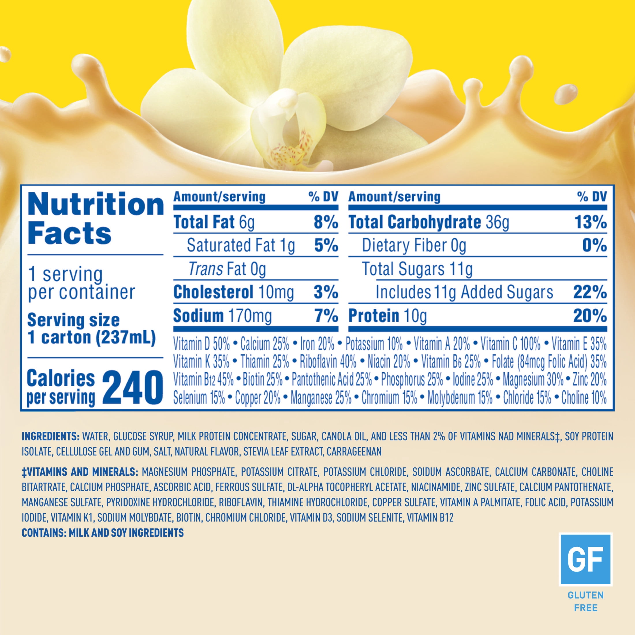 Carnation Breakfast Essentials Nutritional Protein-Packed Drink Shakes, Classic French Vanilla Breakfast Shake, 8 fl oz, 6 Pack